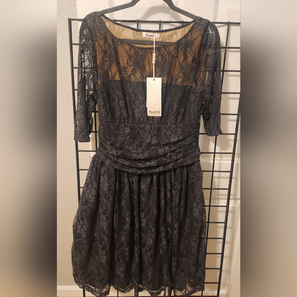 Elegant Long Sleeve Lace Dress Pit=24